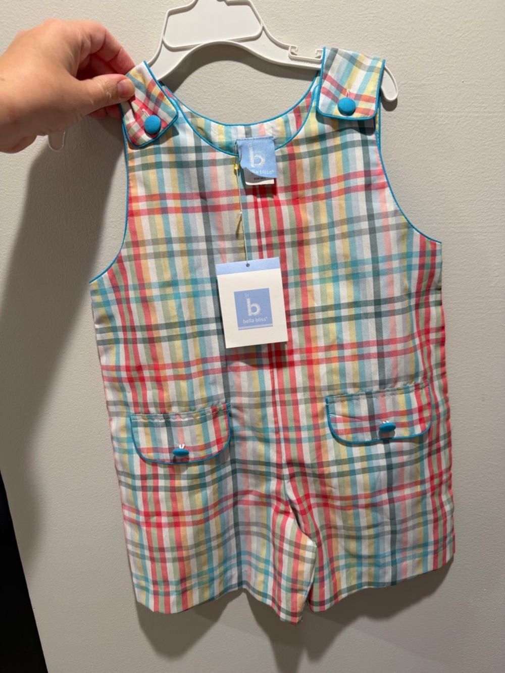 NWT Bella Bliss Island Check John John size 3T